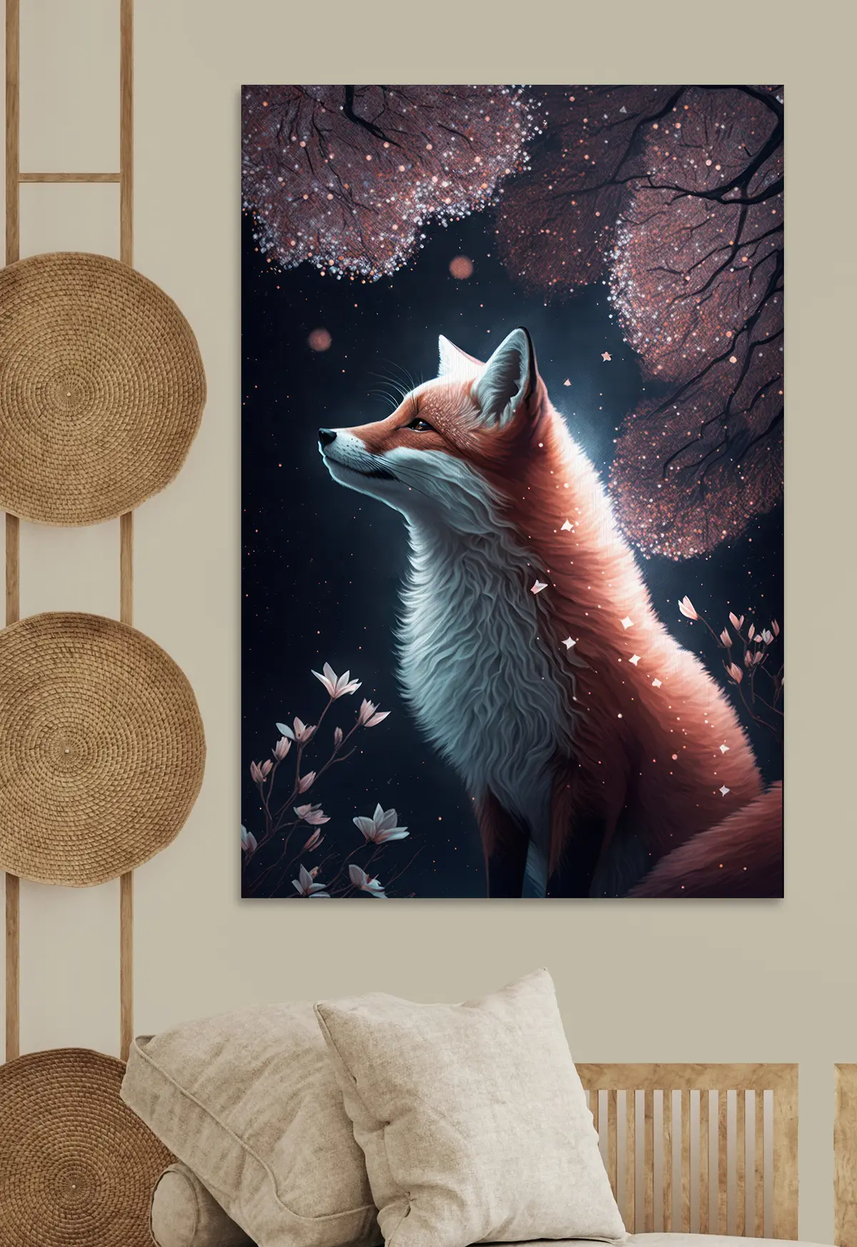  Schilderijen Vos met sakura s32548