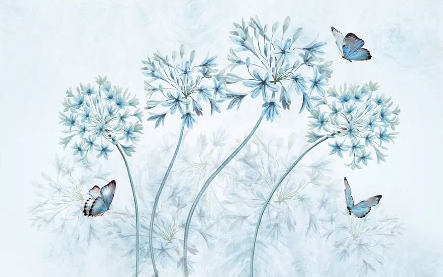 Papier peint photo Plante, fleur et bleu u35495