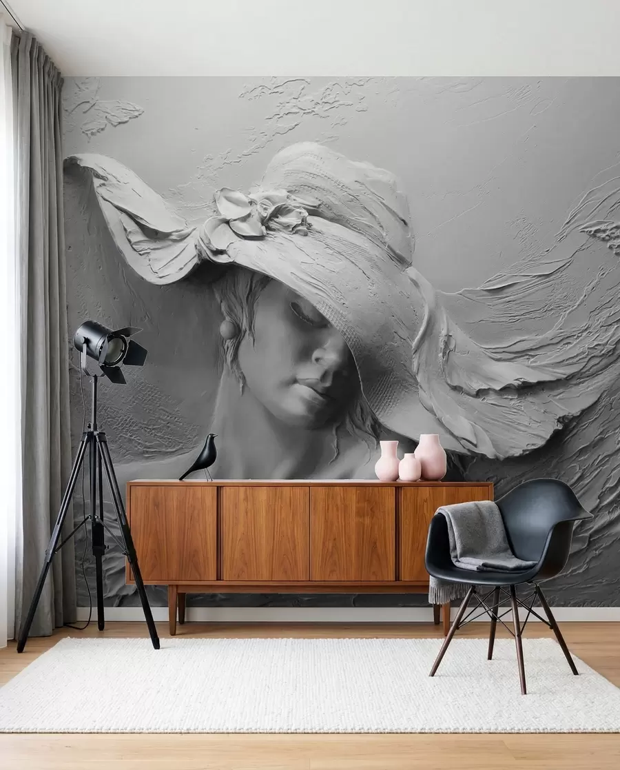 Papier peint photo Dame au chapeau sculpté u62592