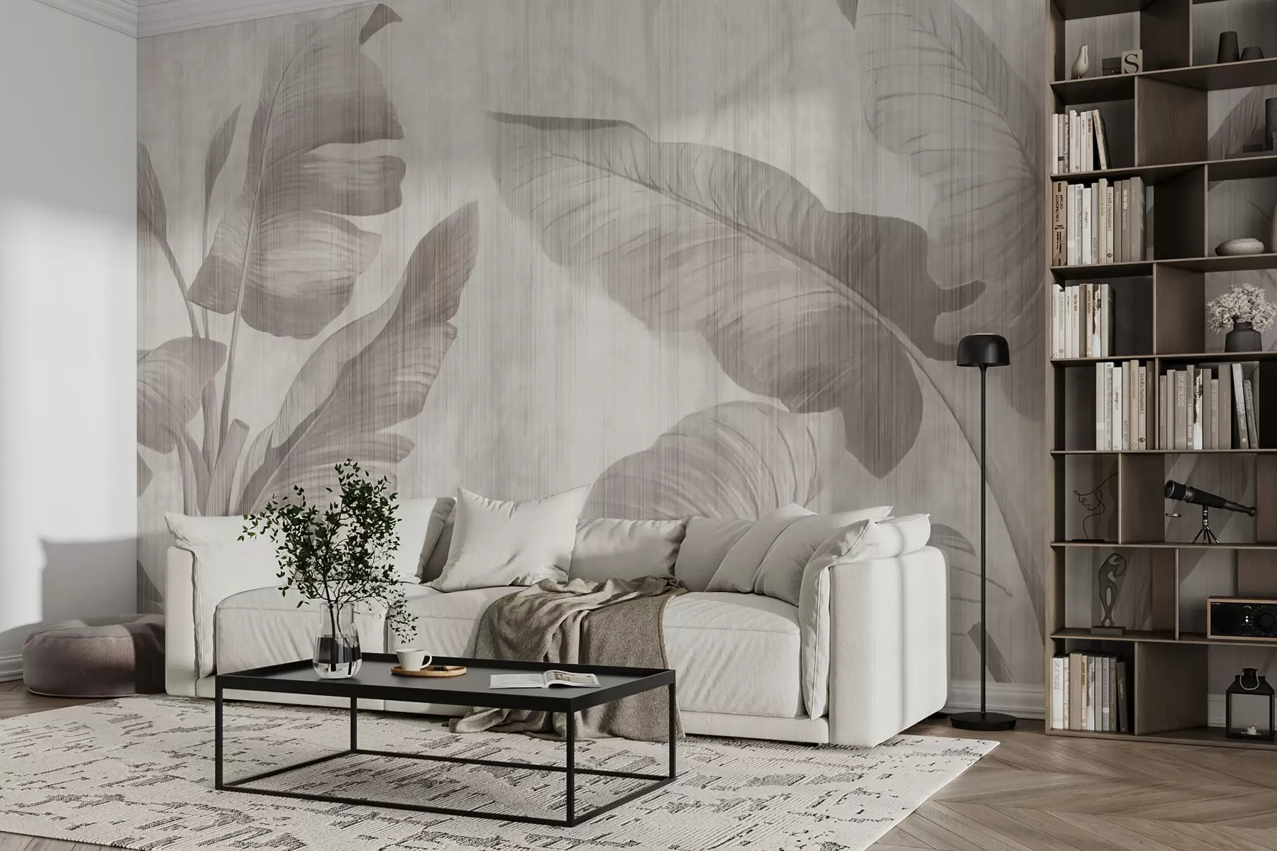 Fotobehang Tropische bladeren in grungestijl u00299