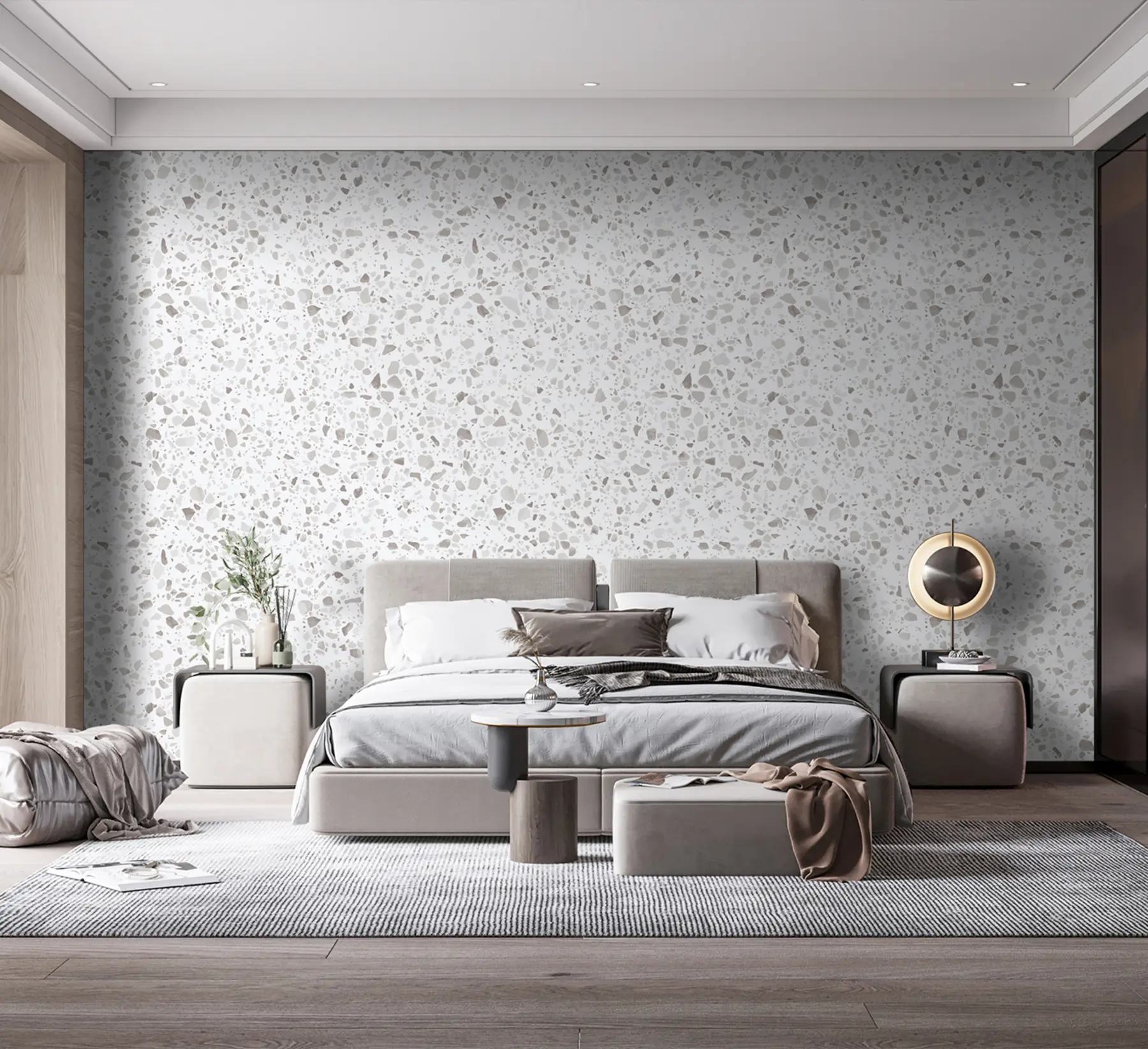 Fotobehang Terrazzo tegels, mozaïek met natuursteen, graniet, marmer, kwarts, beton u94304