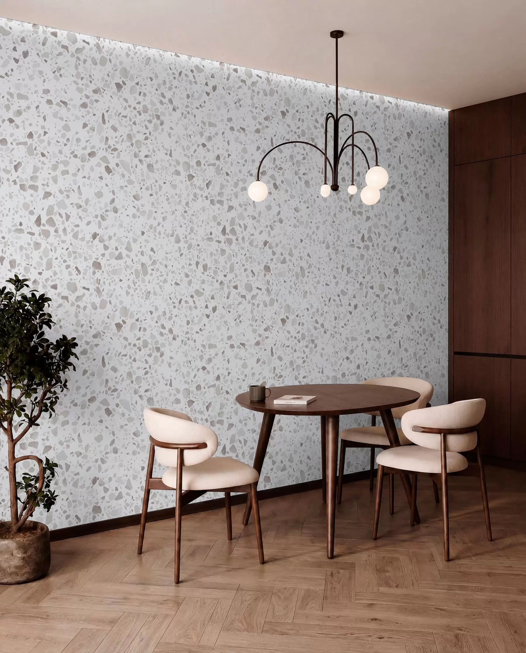 Papier peint photo Carreaux de terrazzo, mosaïque avec pierre naturelle, granit, marbre, quartz, béton u94304