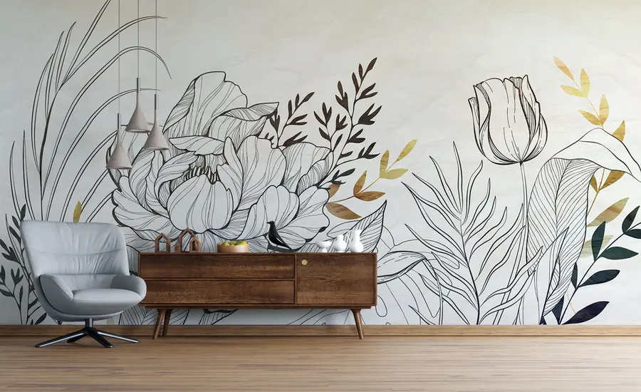 Fotobehang Bloem gebladerte u94307