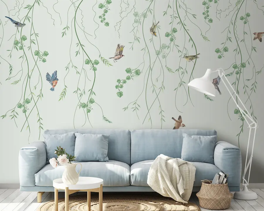 Papier peint photo Branches avec oiseaux, Chinoiserie u94493