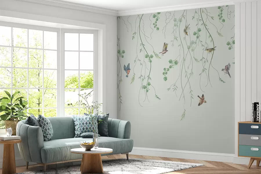 Fotobehang Takken met vogels, Chinoiserie u94493