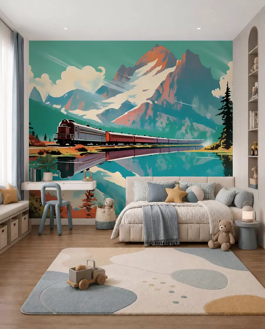Fotobehang Berglandschap en trein u94759