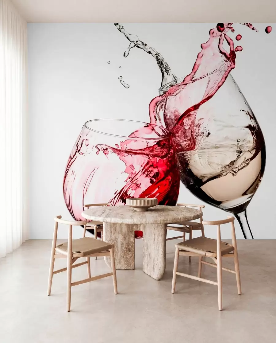 Papier peint photo Vin blanc et vin rouge dans des verres u75563