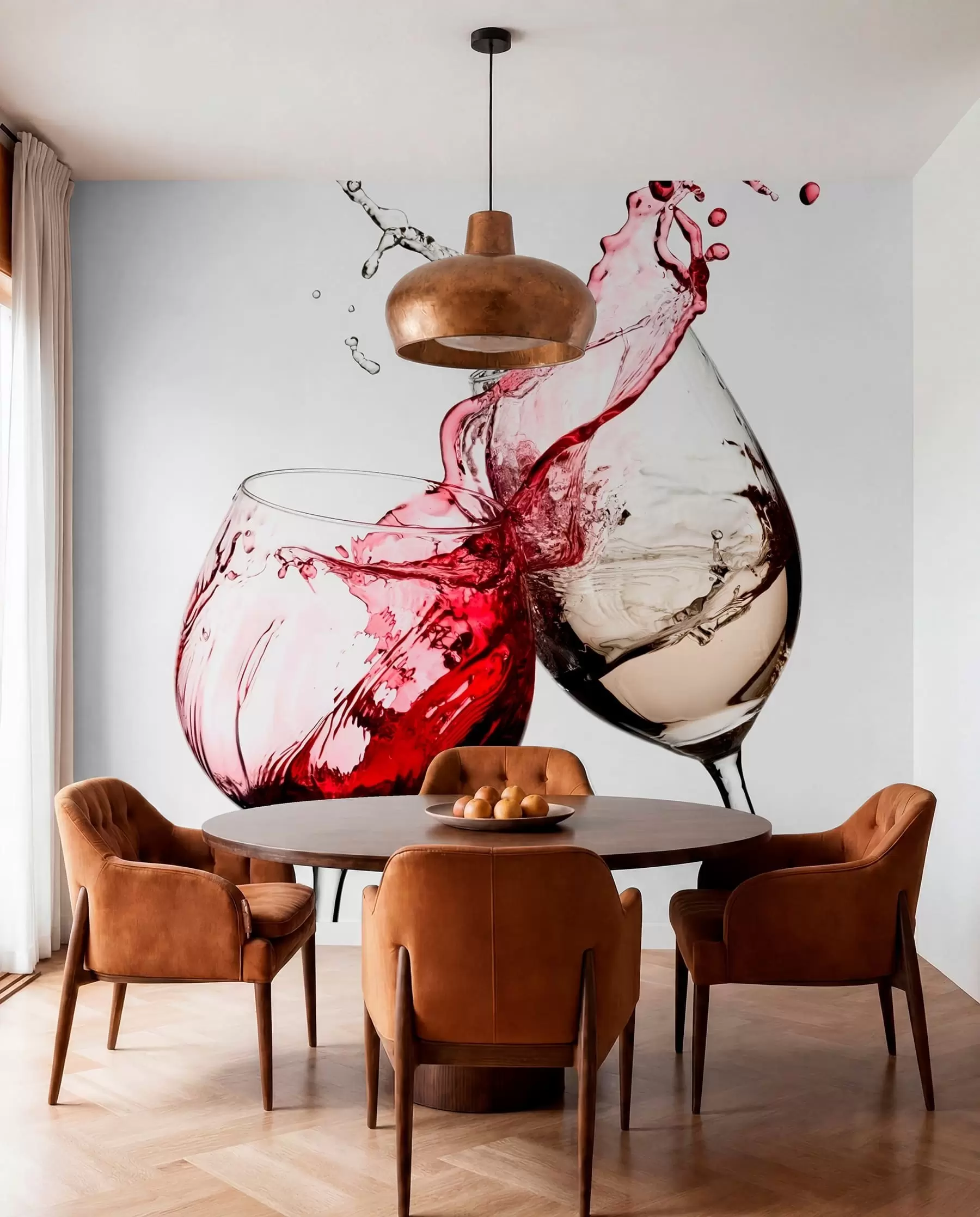 Papier peint photo Vin blanc et vin rouge dans des verres u75563