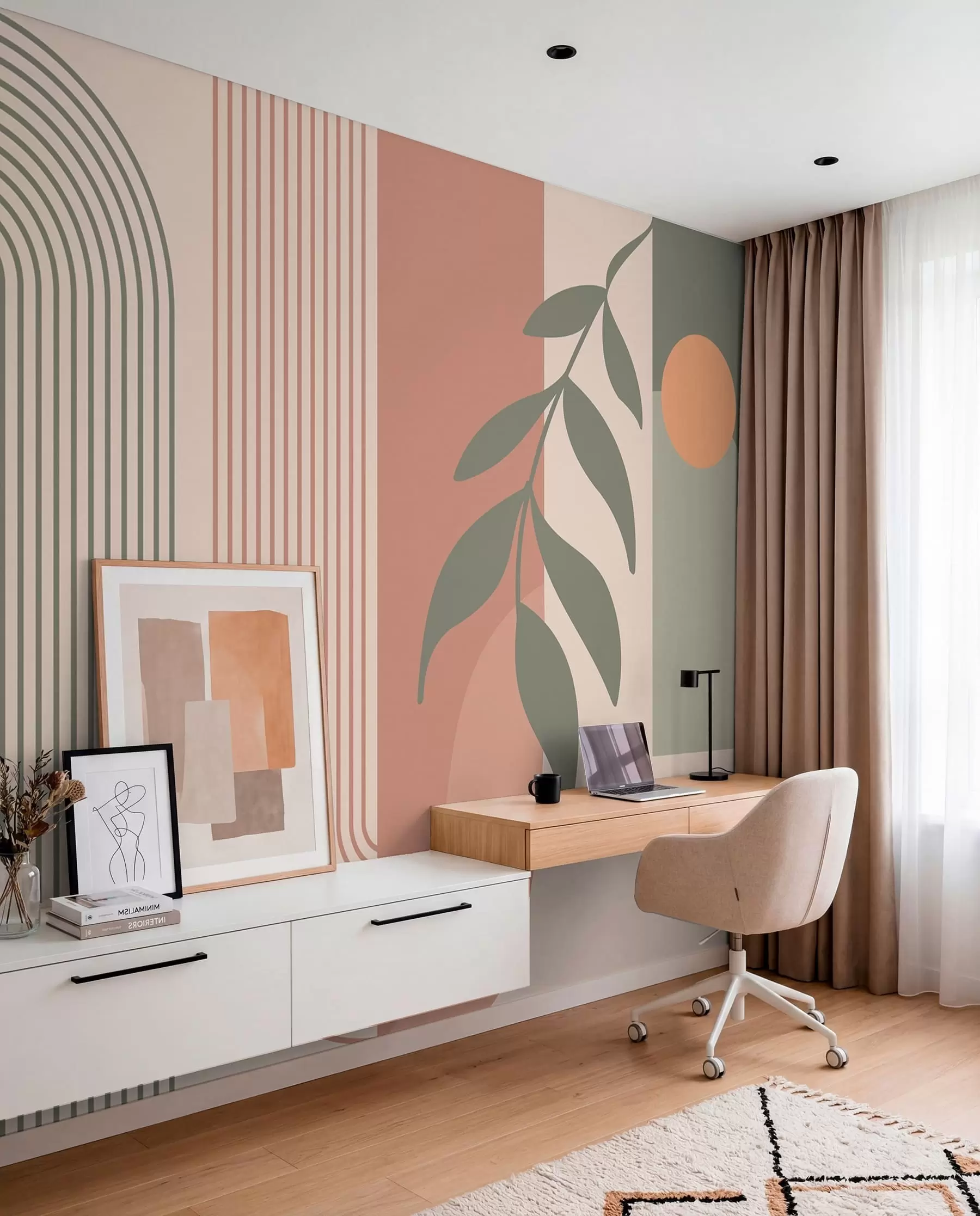Fotobehang Bogen en decoratieve elementen in boho-stijl u94153