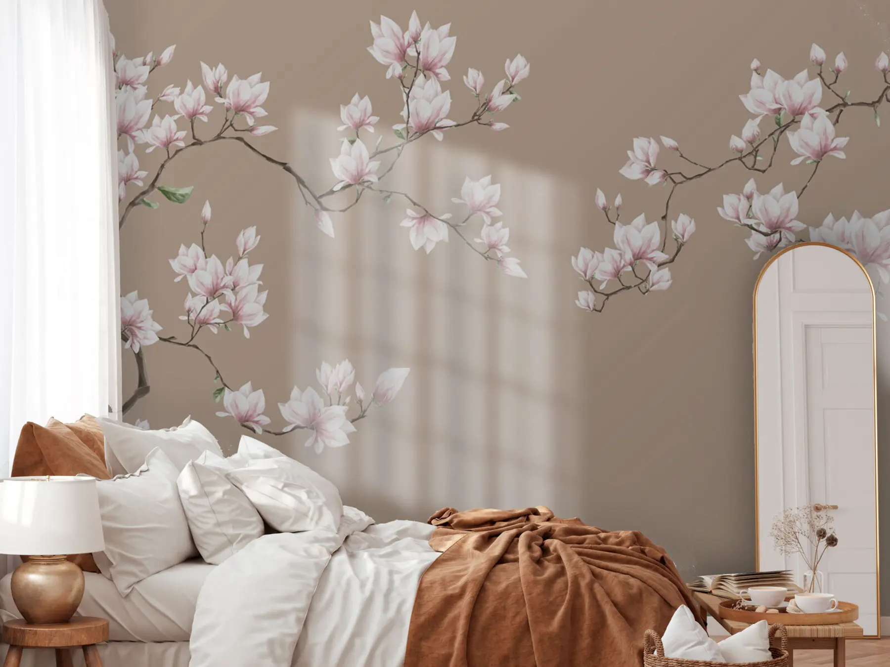 Papier peint photo Branches fleuries de magnolia rose u94363