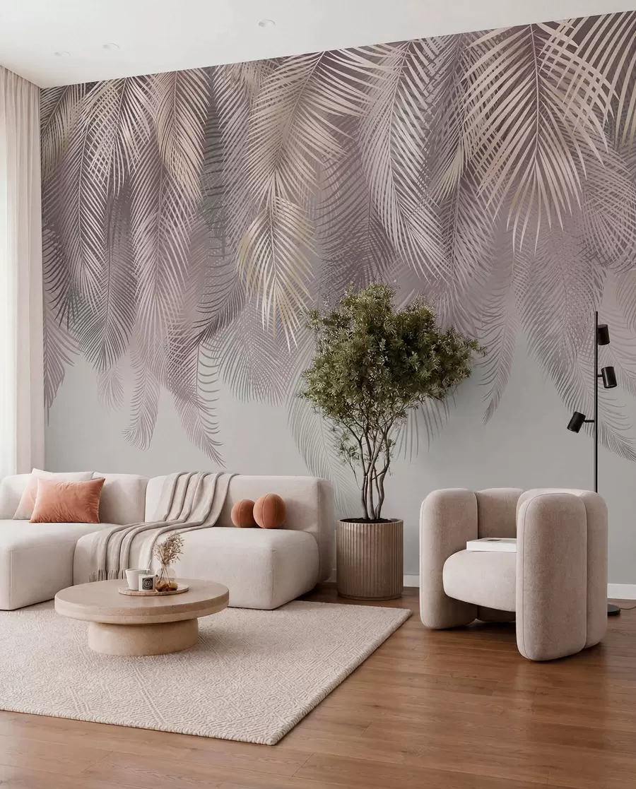 Fotobehang Roze palmbladeren u94375
