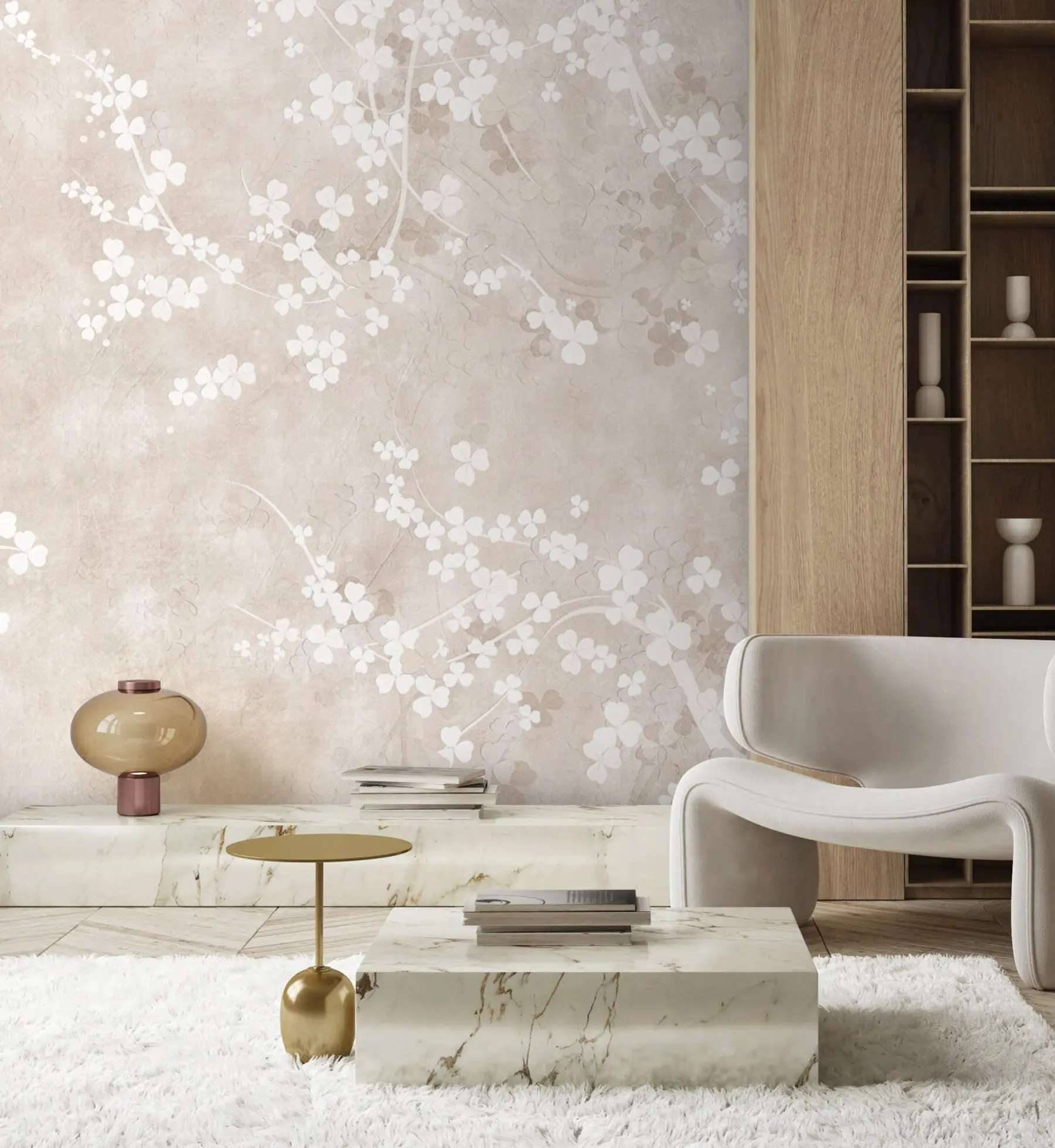 Papier peint photo Brindilles et fleurs fragiles blanches u94458