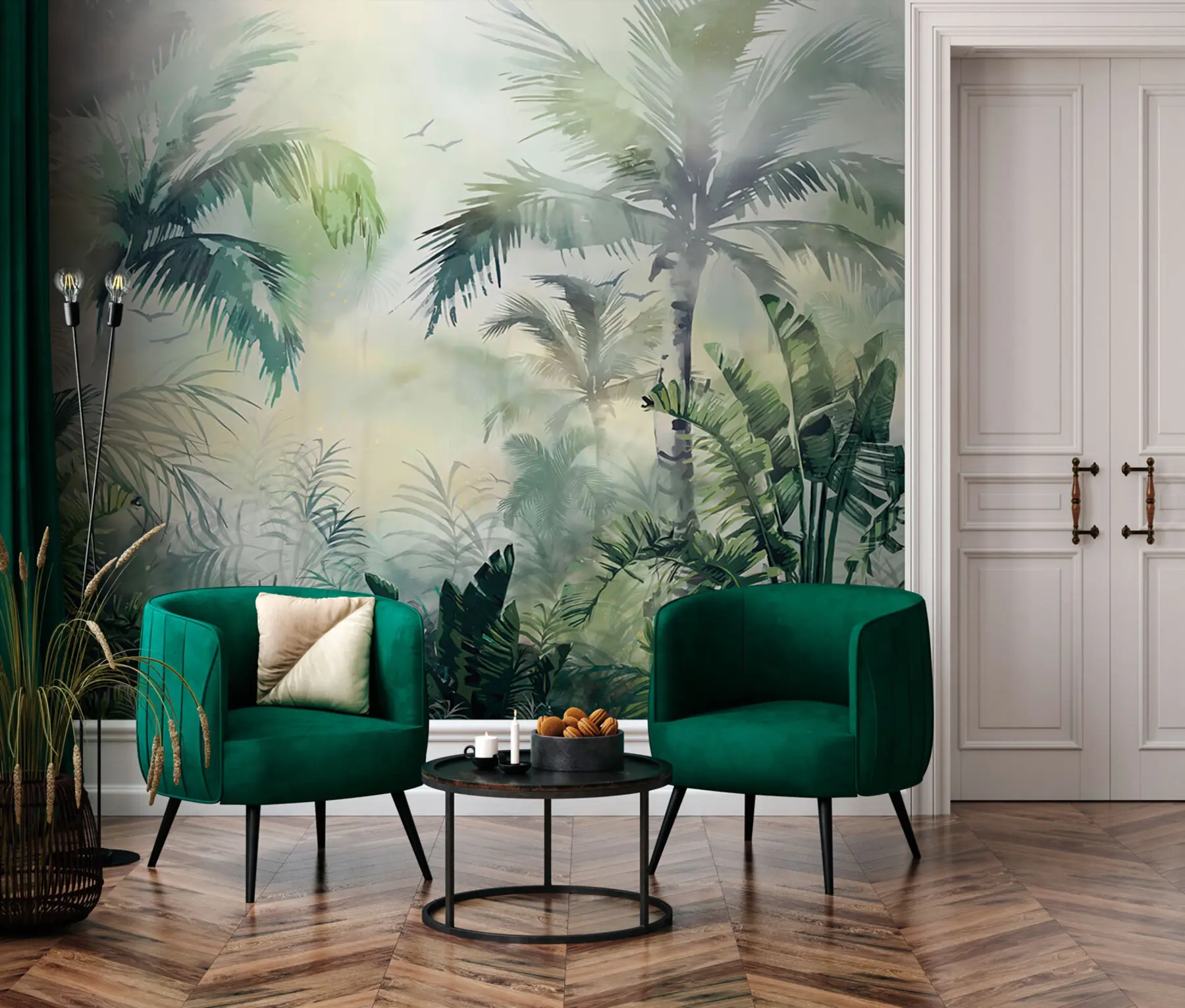 Fotobehang Tropische jungle met palmbomen u94632