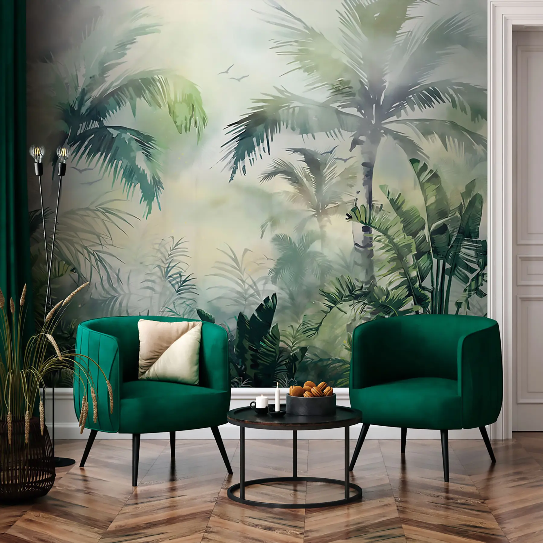 Fotobehang Tropische jungle met palmbomen u94632