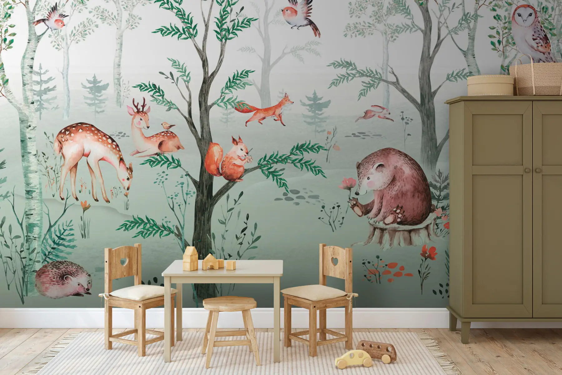 Papier peint photo Conte de fées forestier, animaux amusants u94645