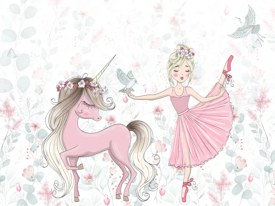 Fotobehang prinses en eenhoorn u95007