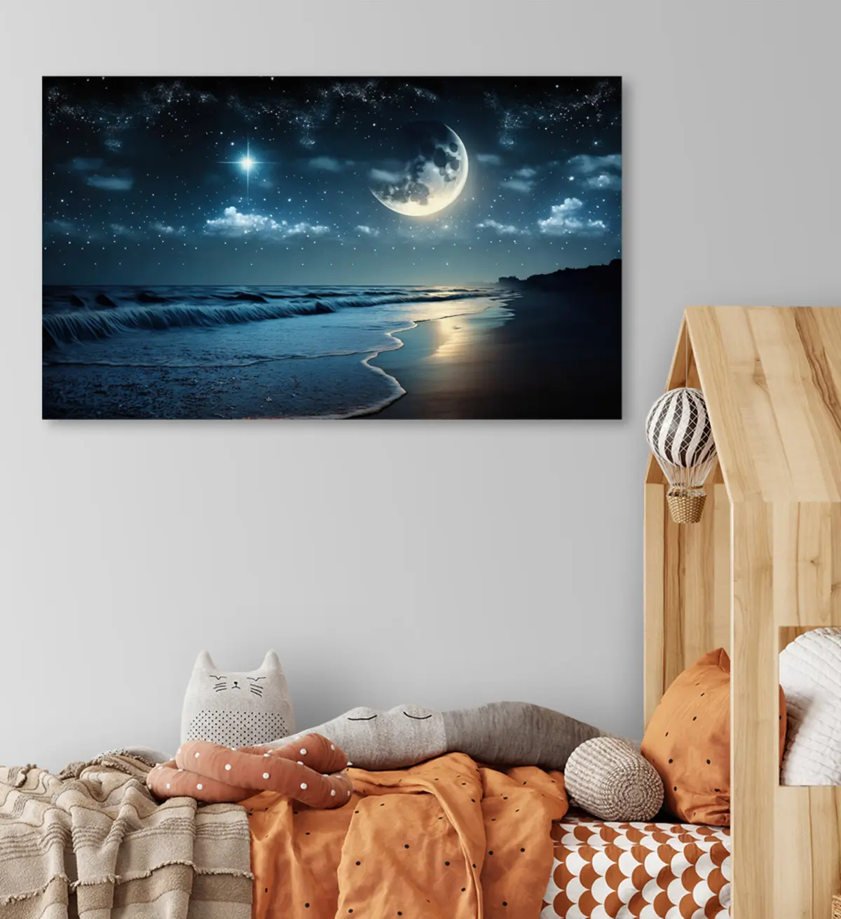  Peintures Grande lune sur la mer nocturne s31111