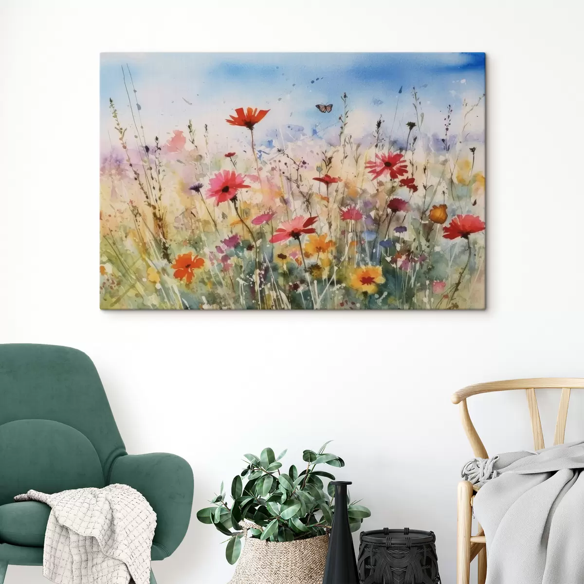  Peintures Fleurs sauvages et papillons s33668