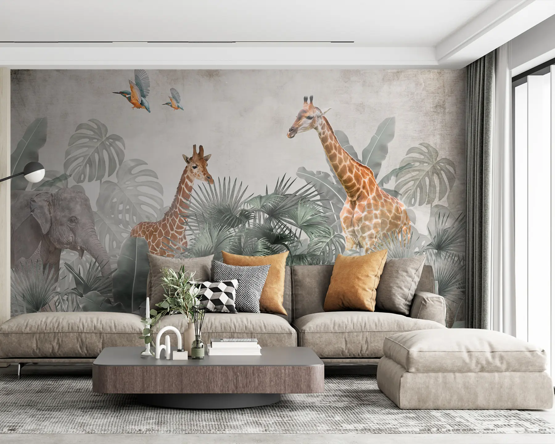 Fotobehang Tropische bomen en safaridieren u95271