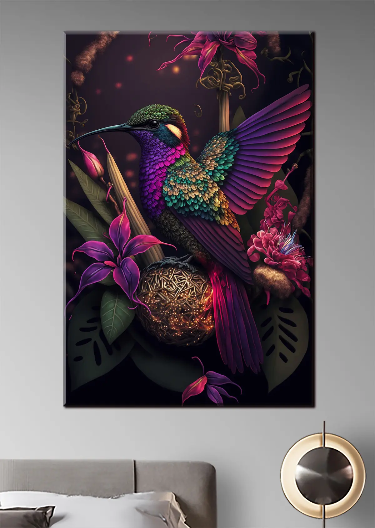  Schilderijen Kolibrie en bloemen s33703