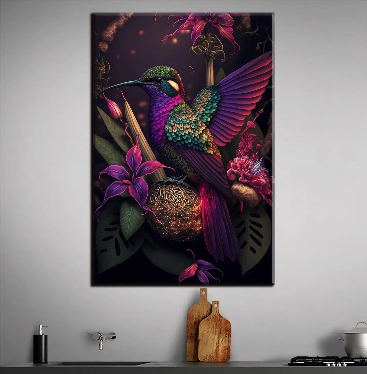  Schilderijen Kolibrie en bloemen s33703