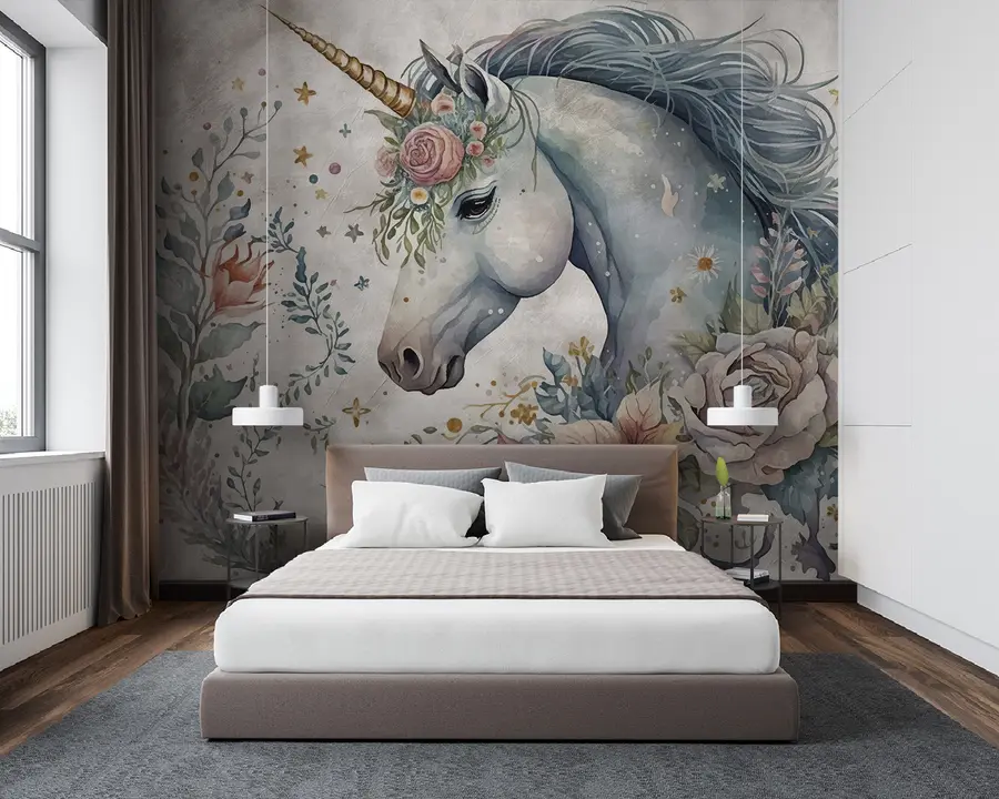 Papier peint photo Licorne en fleurs u95404