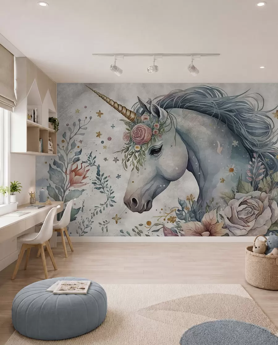 Papier peint photo Licorne en fleurs u95404