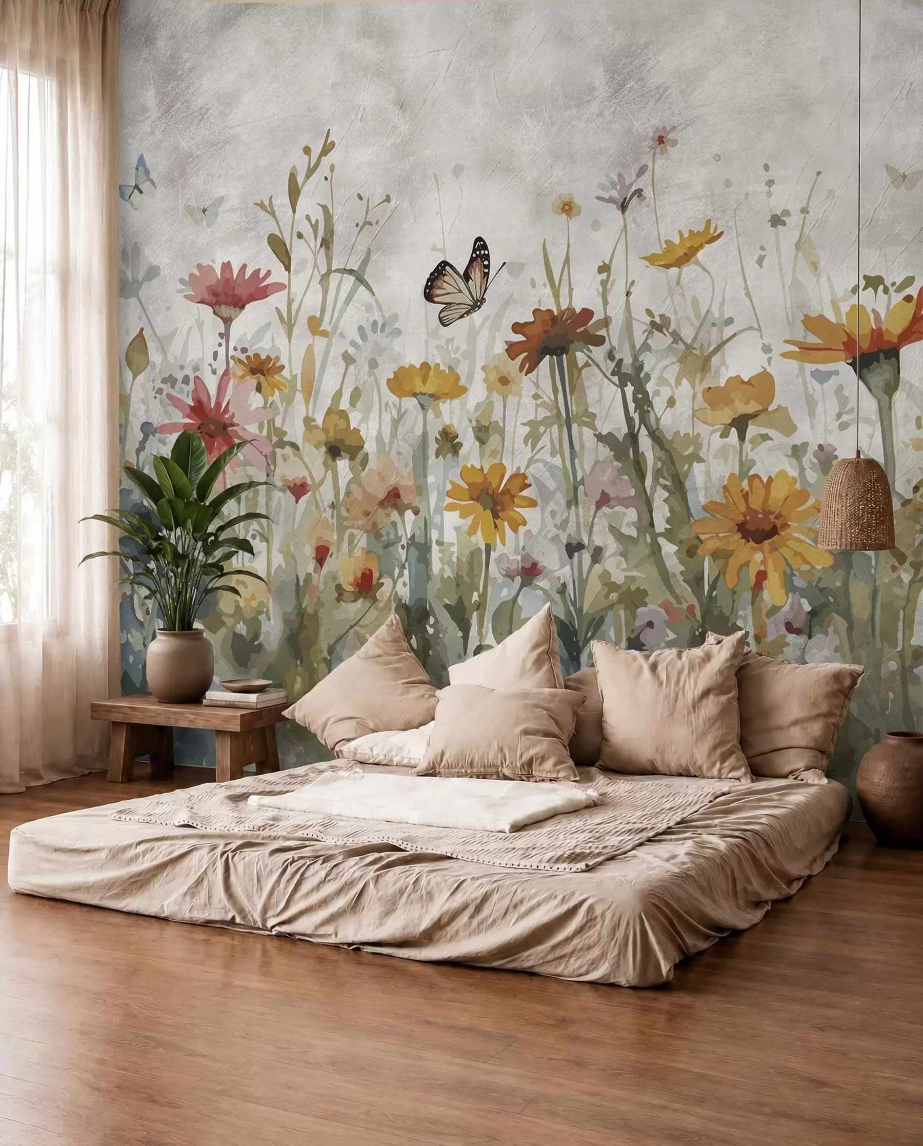 Papier peint photo Papillons parmi les fleurs u95406