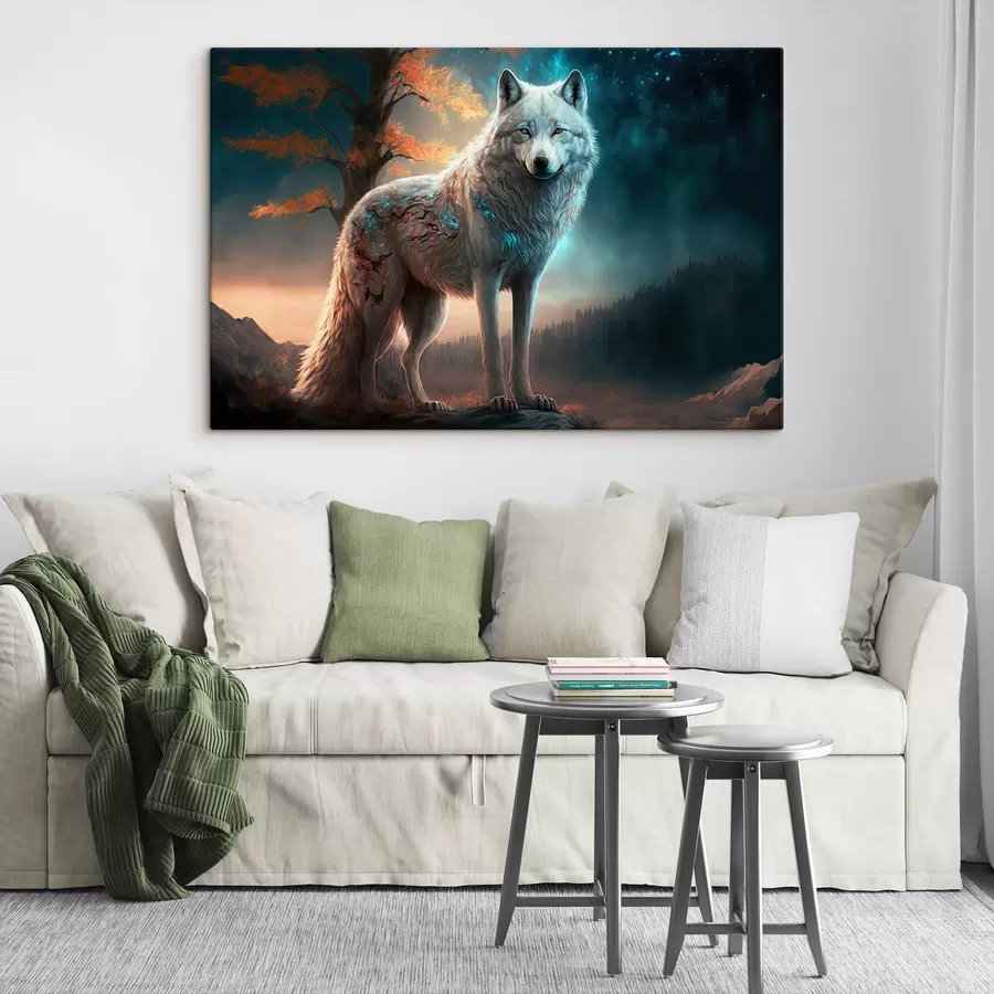  Schilderijen Witte wolf in een fabelachtig mooi bos s33528