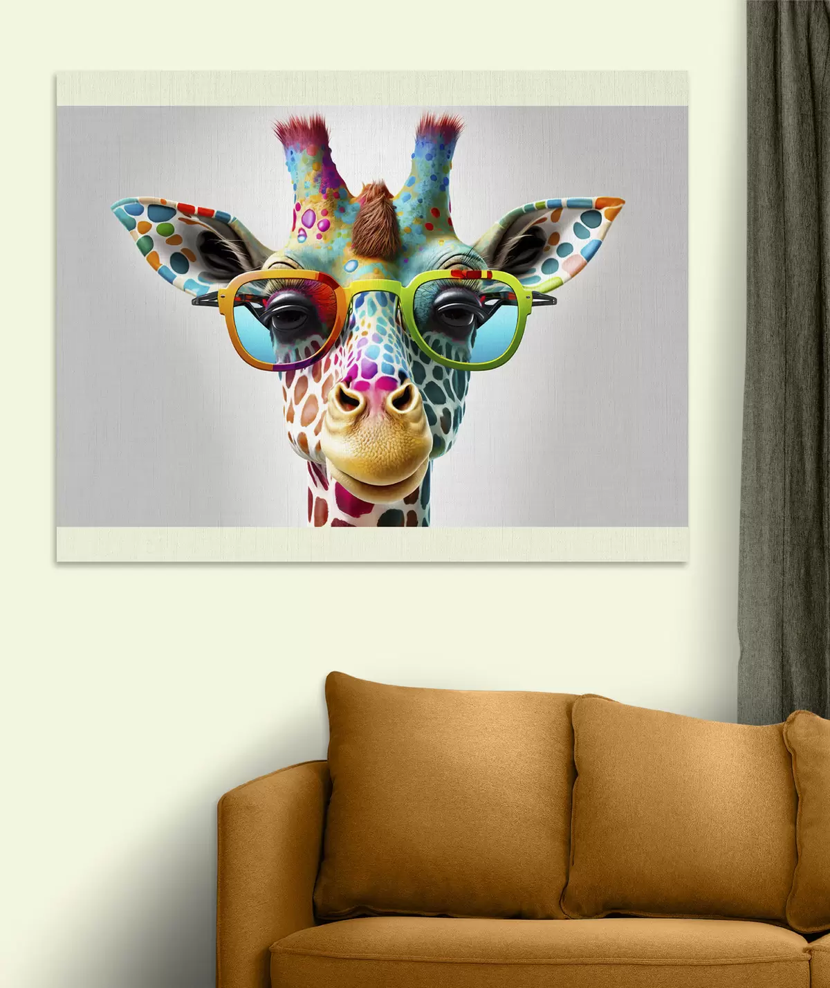  Peintures Girafe multicolore sur fond clair s33533