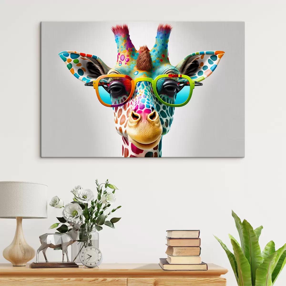  Peintures Girafe multicolore sur fond clair s33533