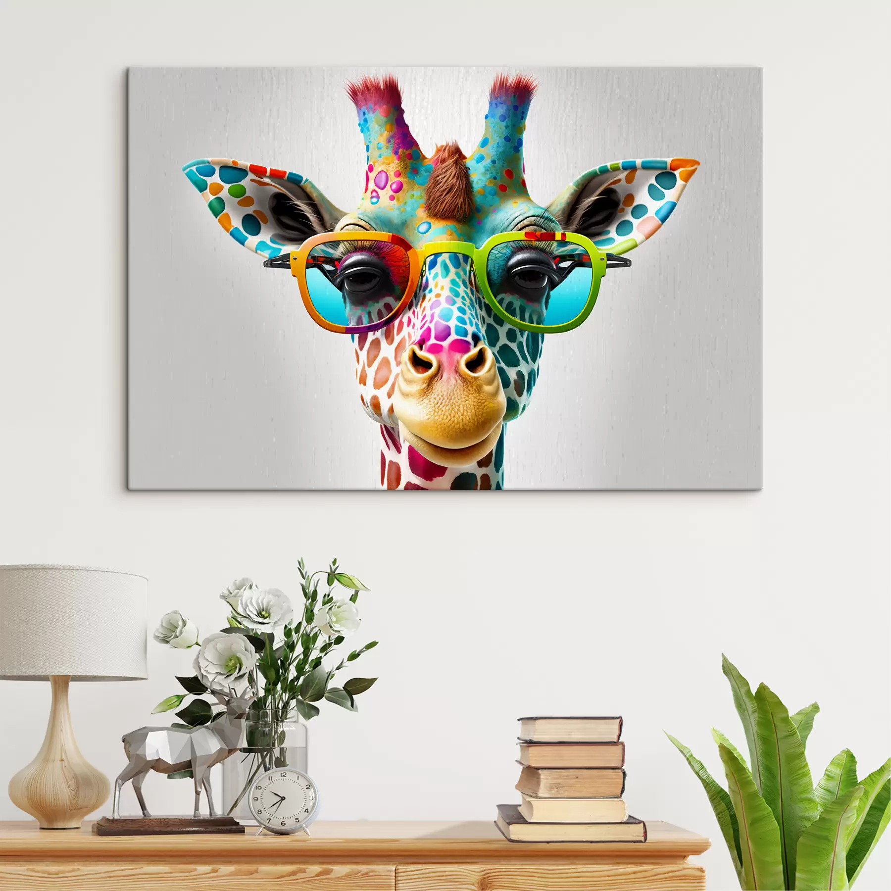  Peintures Girafe multicolore sur fond clair s33533