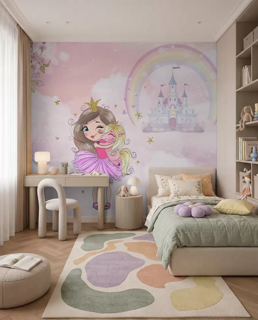 Papier peint photo Princesse et sa licorne u95401