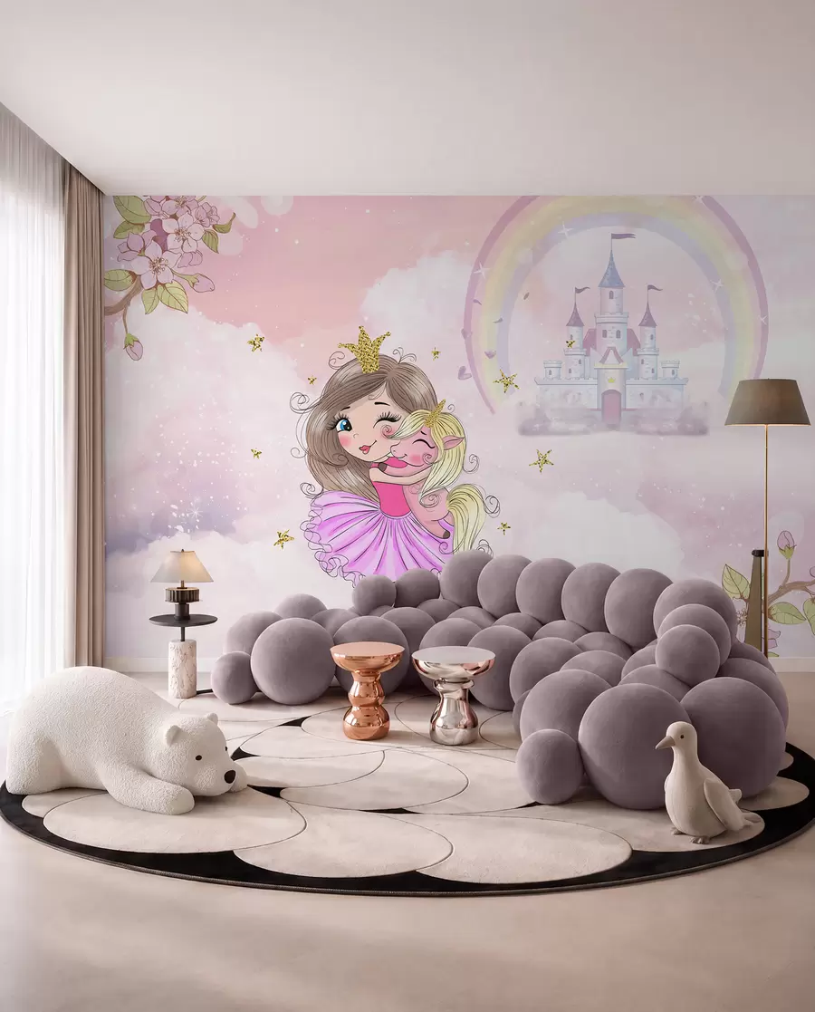 Papier peint photo Princesse et sa licorne u95401