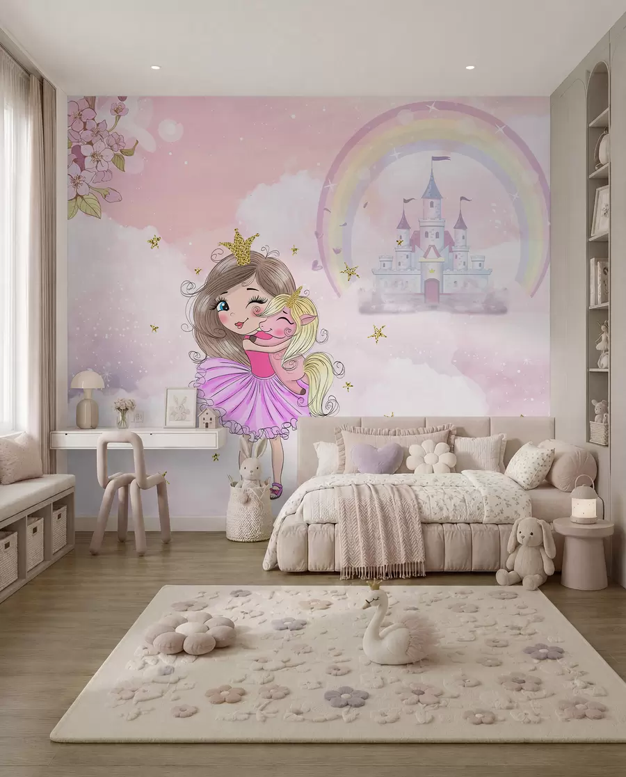 Papier peint photo Princesse et sa licorne u95401