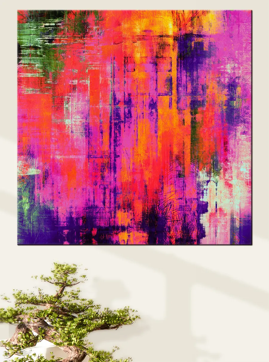  Peintures Abstraction rose et violette s34054