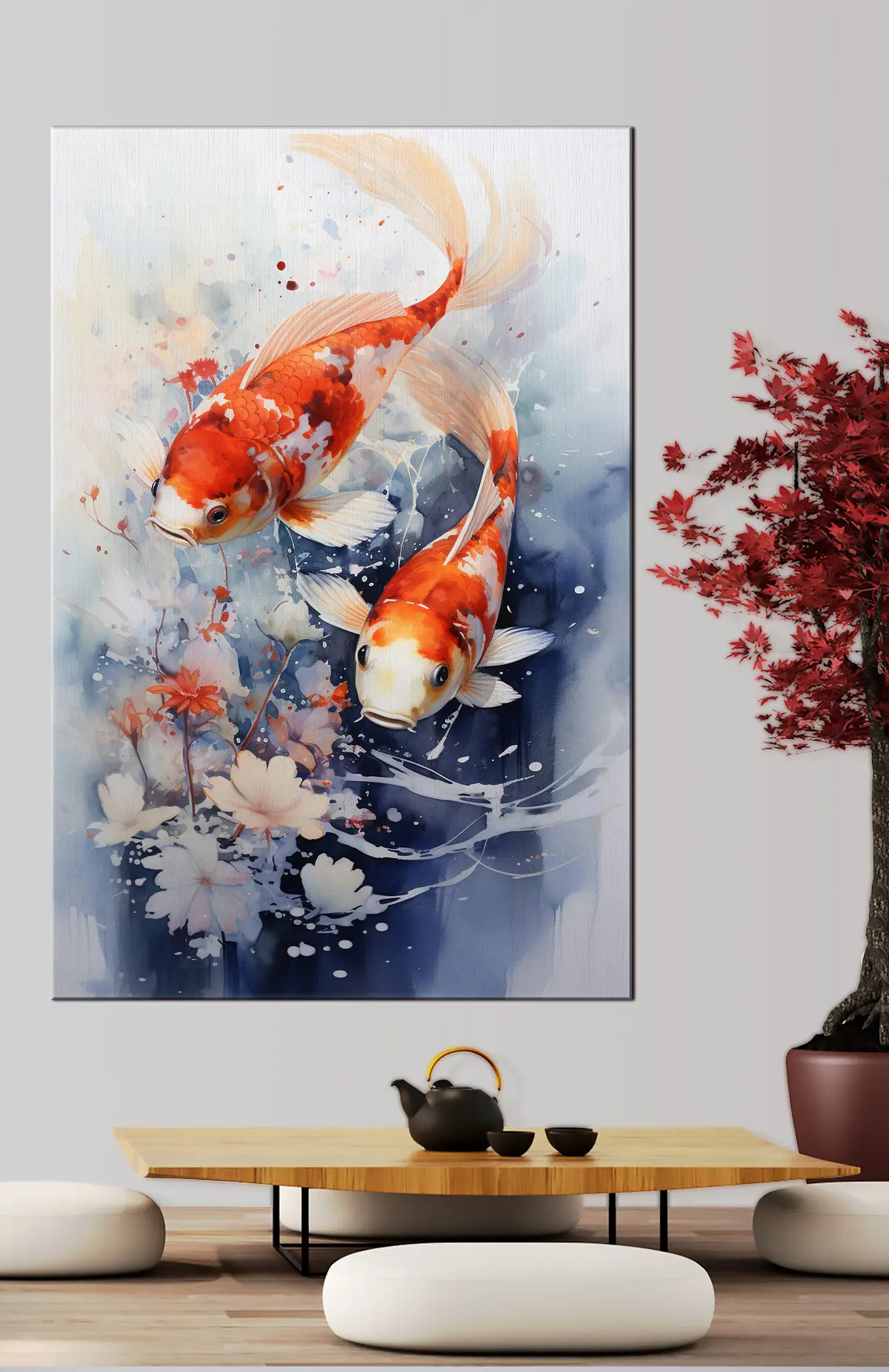  Peintures Koi et fleurs s34245