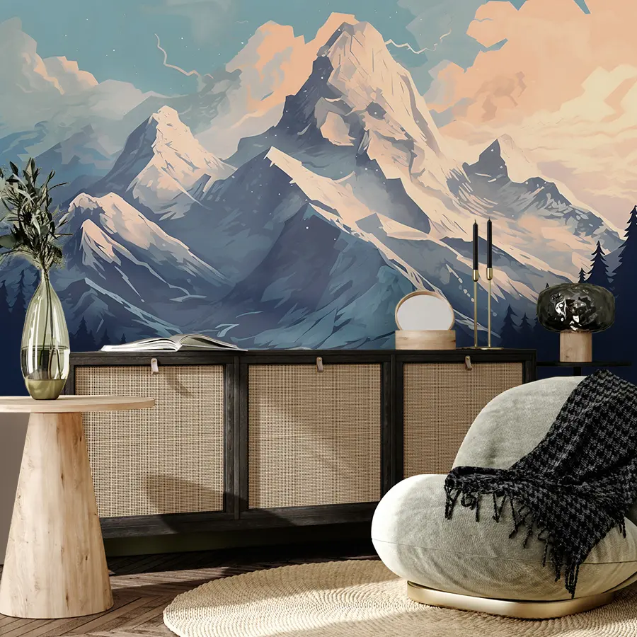 Fotobehang besneeuwde bergtop u95995