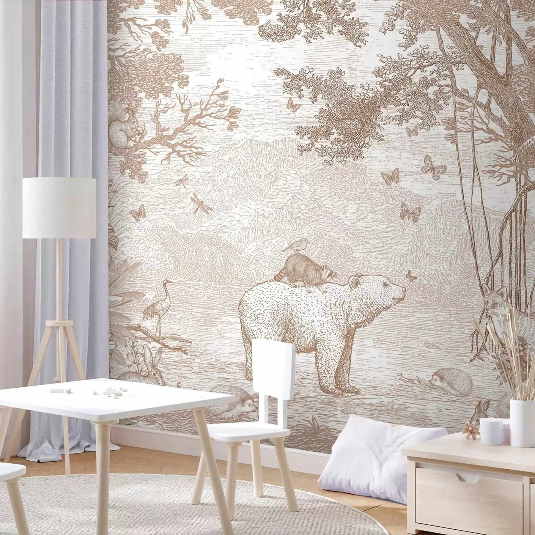 Fotobehang Sprookjesbos met schattige dieren u95425