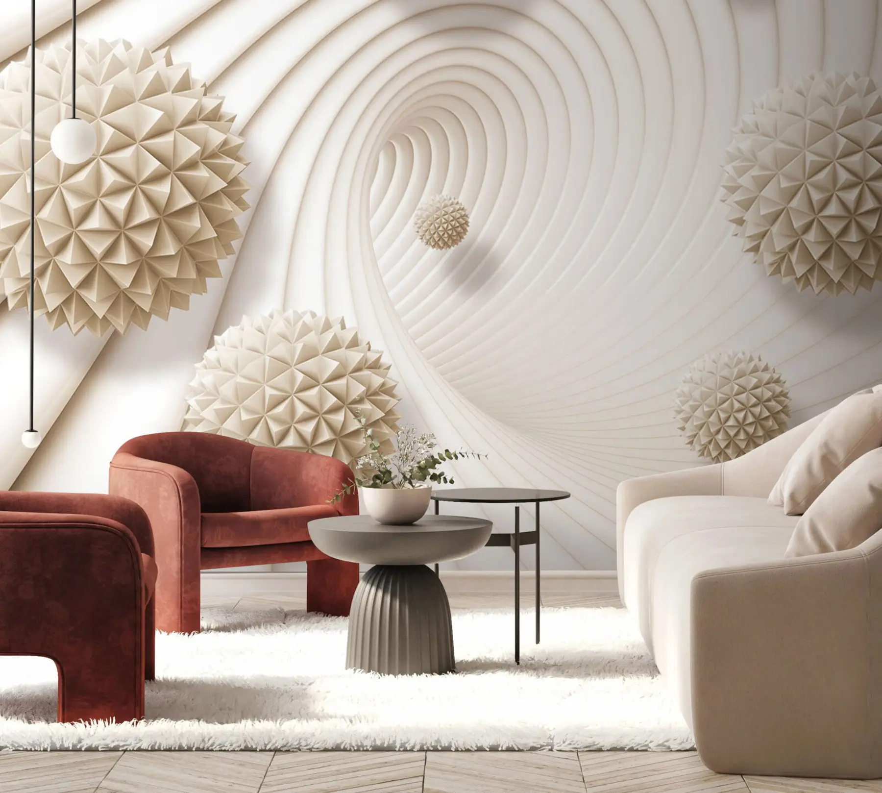 Fotobehang 3D grafische ballen in de tunnel u95440