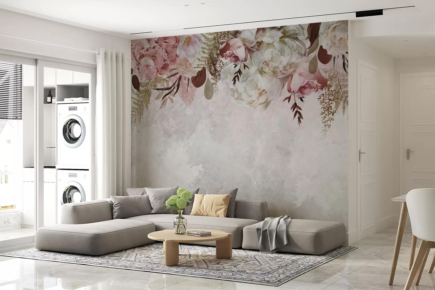 Papier peint photo Fleurs délicates sur fond d'aquarelle u95608