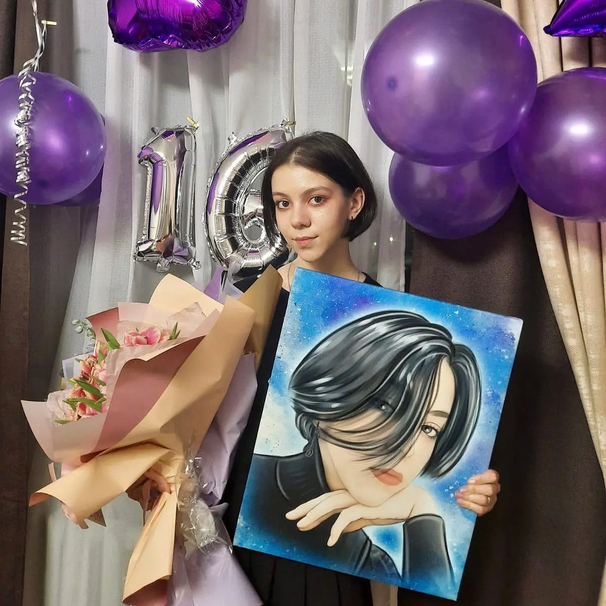  Peintures Coiffure, violet et bleu s34673