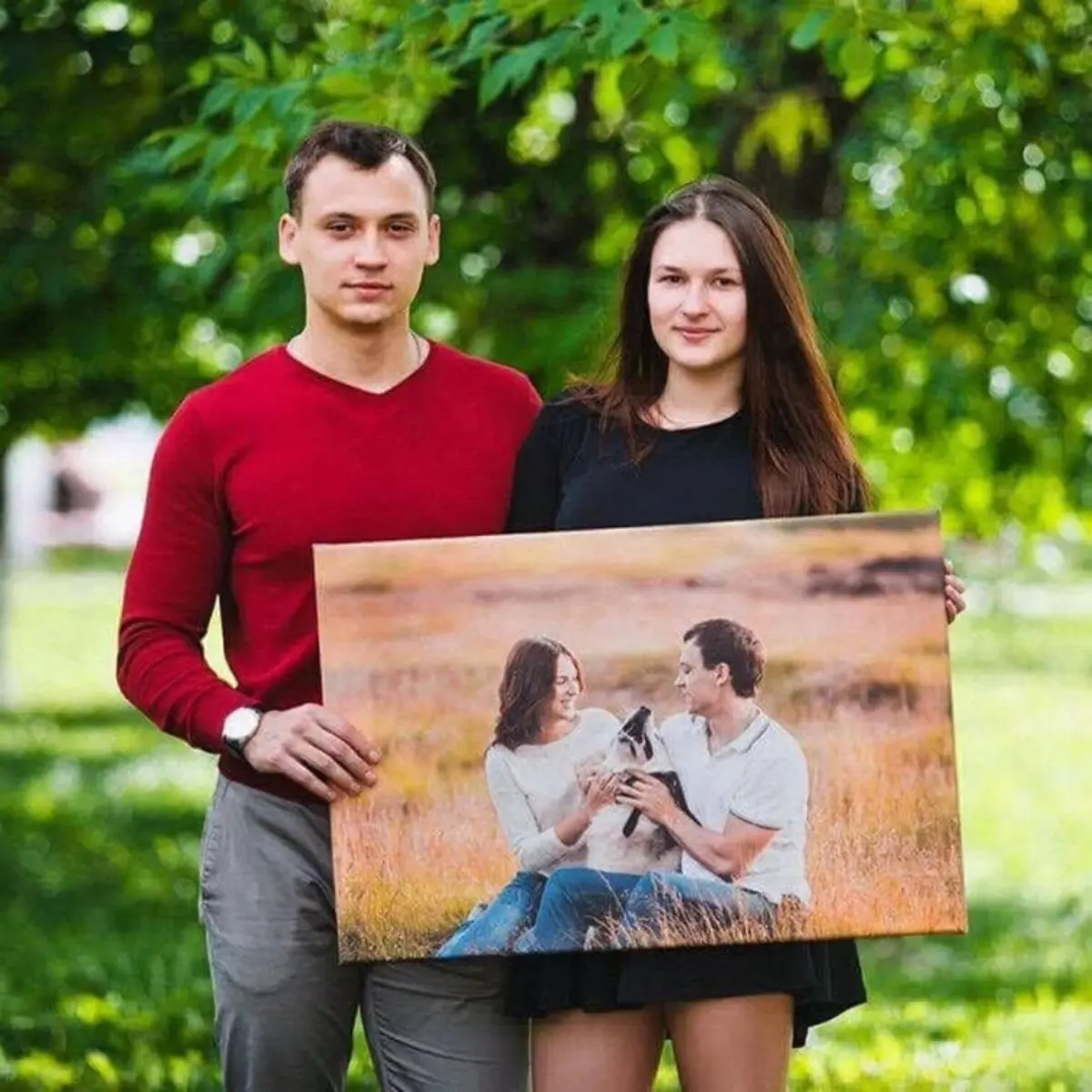  Schilderijen Foto, gezichtsuitdrukking en groen s34691