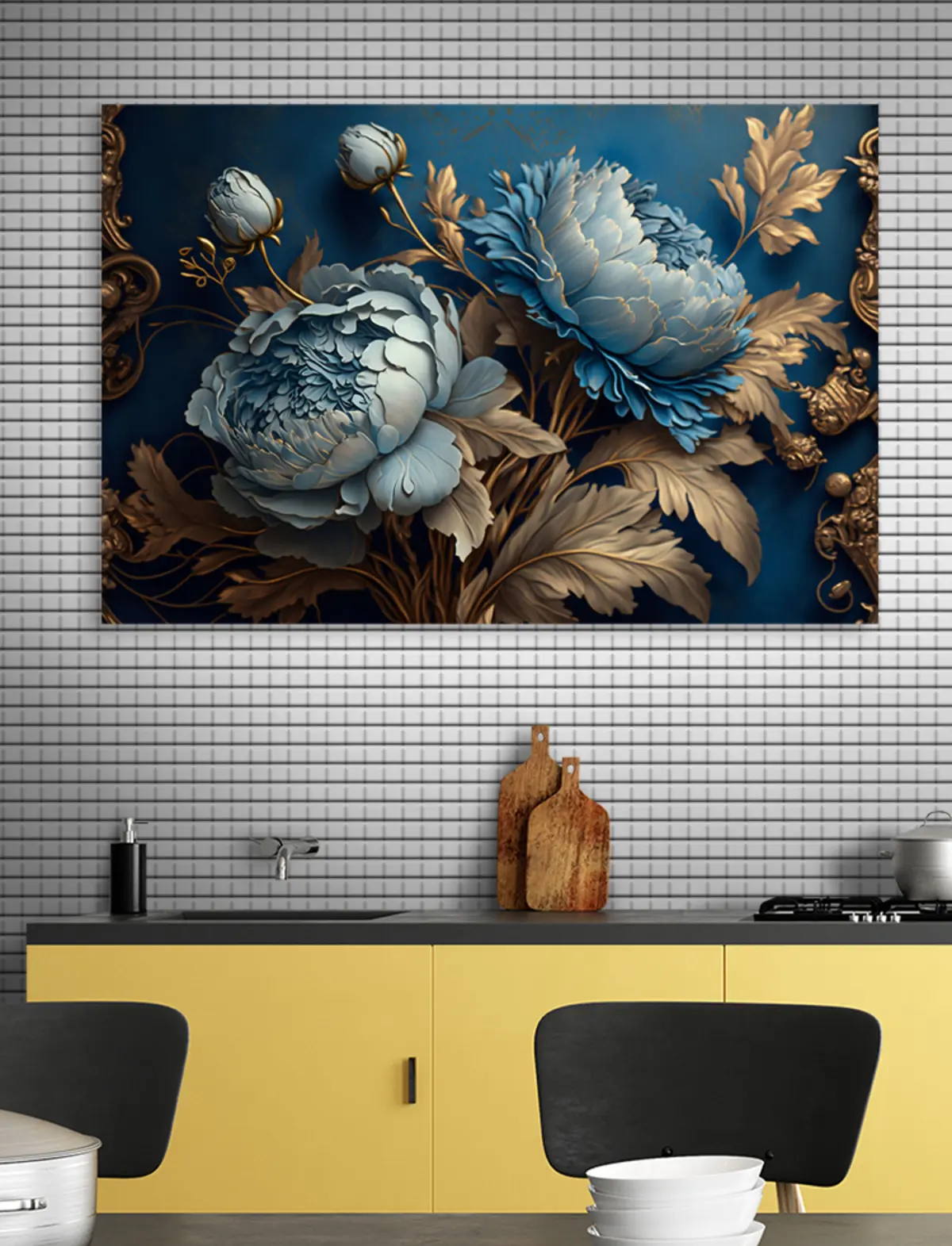  Schilderijen blauwe pioenrozen s33941