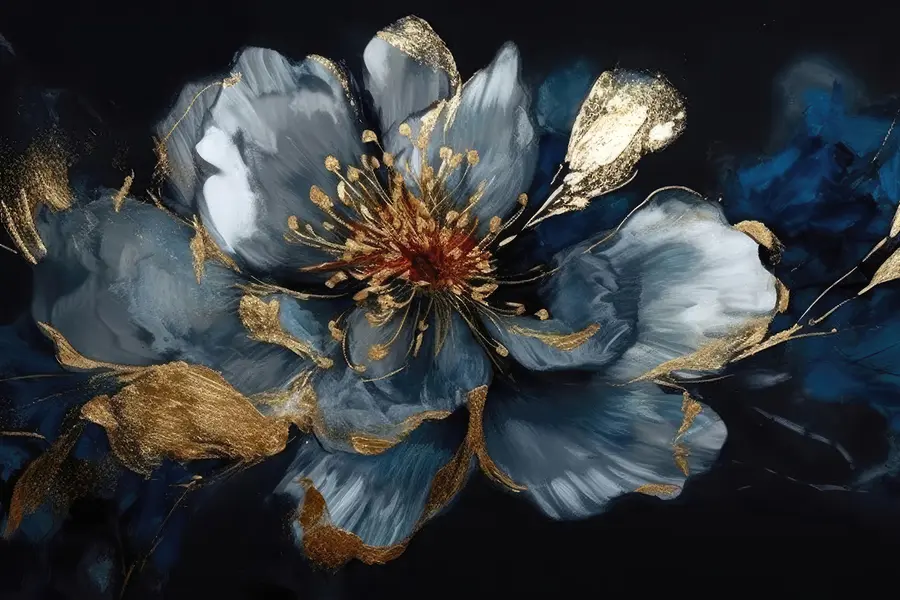 Papier peint photo Grande fleur bleue avec nervures u95657