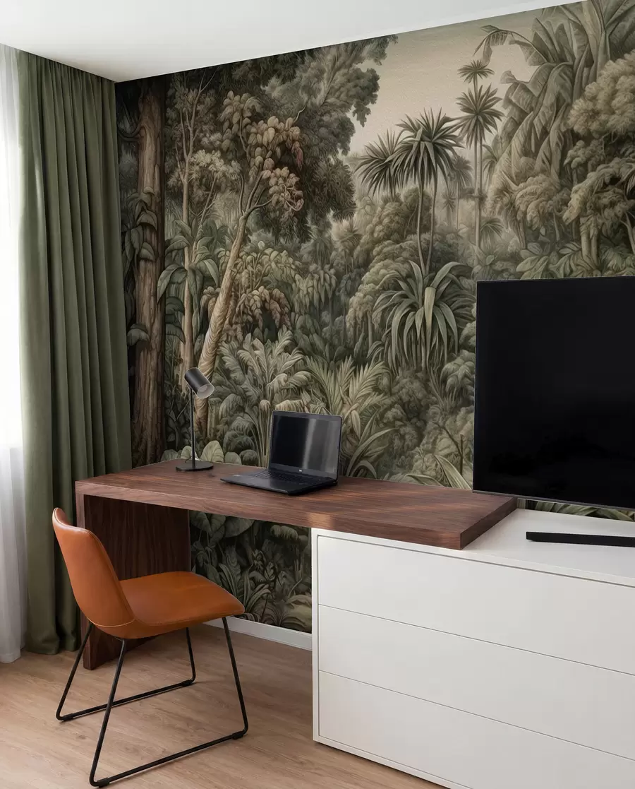 Fotobehang Prachtige abstracte groene jungle met tropische bladeren u96093