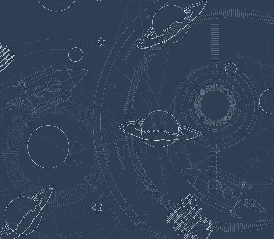 Fotobehang Ruimte-illustratie, planeten, ruimteschip u95918