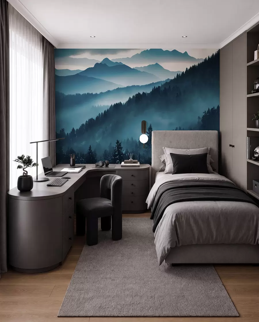 Fotobehang Berglandschap blauwe wereld u96041