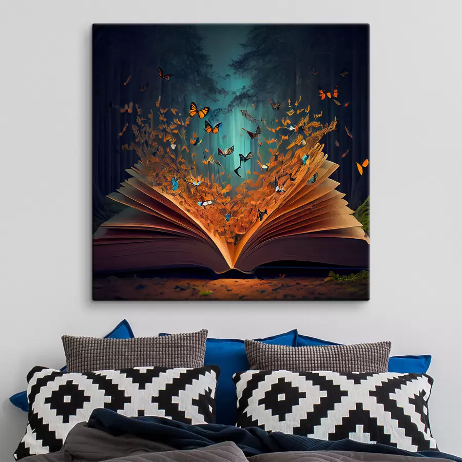  Peintures Livre de contes de fées avec des papillons dans la forêt s33915