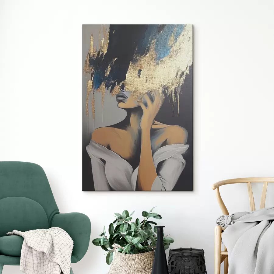  Peintures Jeune femme avec de la peinture noire sur le visage aquarelle s34863